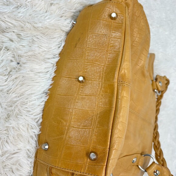 Roberta Gandolfi Italy Womens Tan Leather Braided Handle Large Tote Handbag - Picture 4 of 9